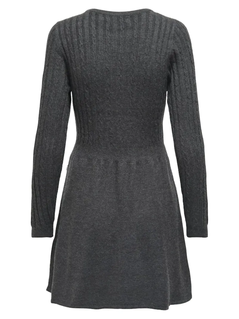 Only Kleider*ONLFIA LS CABLE DRESS CS KNT Dark Grey Melange