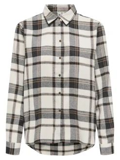Only Blusen*ONLFIE LS REG CHECK SHIRT WVN CS Black