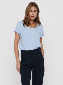 Only Blusen*ONLFIRST ONE LIFE SS SOLID TOP WVN Cashmere Blue