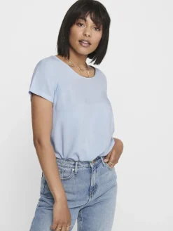 Only Blusen*ONLFIRST ONE LIFE SS SOLID TOP WVN Cashmere Blue