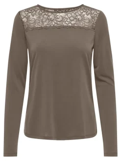 Only Shirts*ONLFREE LIFE L/S O-NECK LACE TOP JRS Walnut