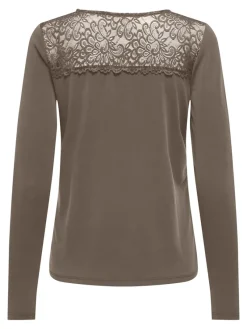 Only Shirts*ONLFREE LIFE L/S O-NECK LACE TOP JRS Walnut