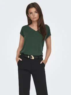 Only Shirts*ONLFREE LIFE S/S MOD.V-NECK TOP JRS NOOS sycamore