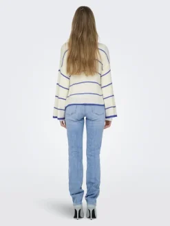 Only Pullover & Sweatshirts*ONLGEENA 7/8 STRIPE O-NECK KNT NOOS cloud dancer2