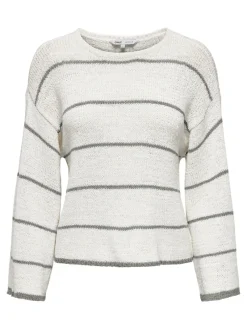 Only Pullover & Sweatshirts*ONLGEENA 7/8 STRIPE O-NECK KNT NOOS cloud dancer1