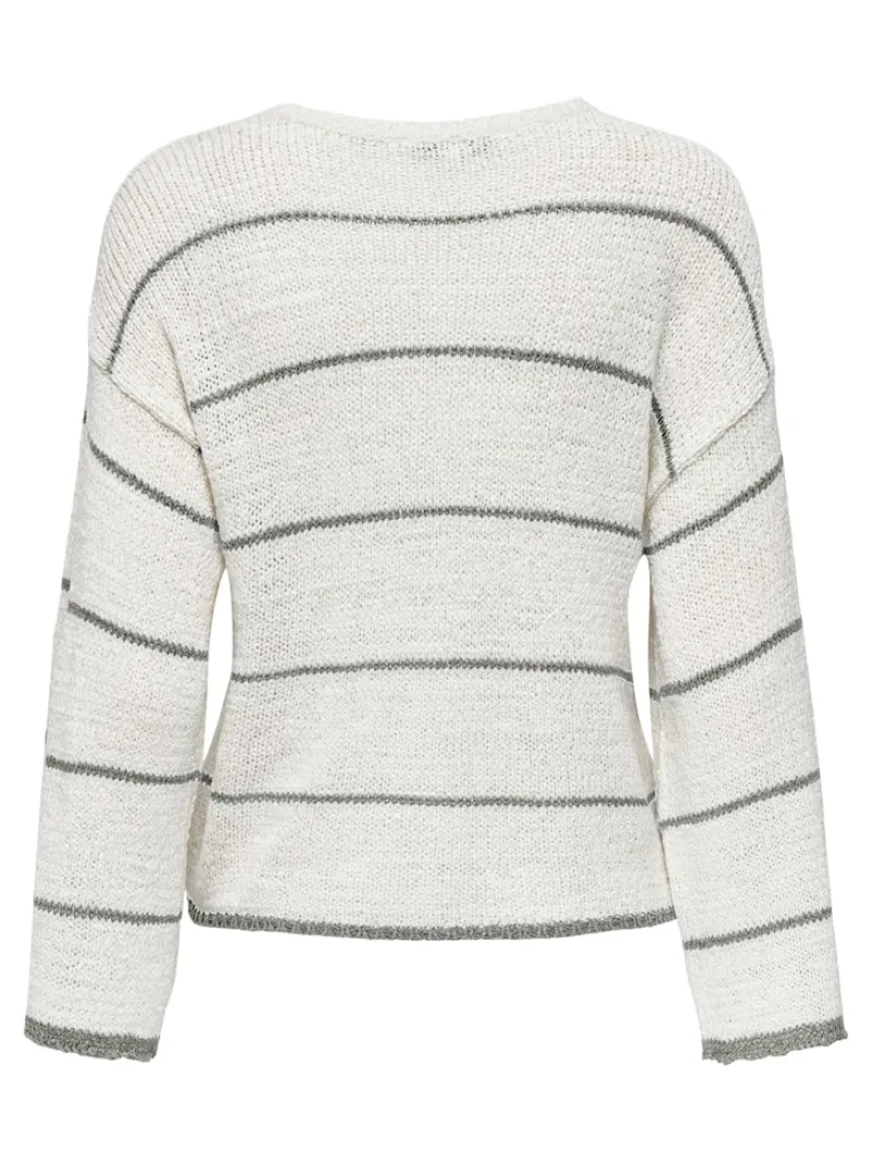 Only Pullover & Sweatshirts*ONLGEENA 7/8 STRIPE O-NECK KNT NOOS cloud dancer1