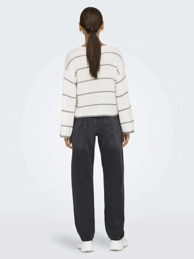Only Pullover & Sweatshirts*ONLGEENA 7/8 STRIPE O-NECK KNT NOOS cloud dancer1