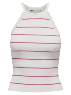 Only Shirts*ONLGEMMA SL SCALLOP STRIPE O-NECK KNT cloud dancer2