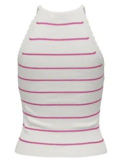 Only Shirts*ONLGEMMA SL SCALLOP STRIPE O-NECK KNT cloud dancer2