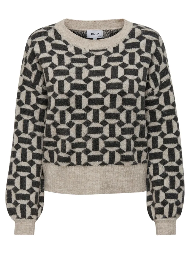 Only Pullover & Sweatshirts*ONLGEO LIFE L/S PULLOVER KNT NOOS oatmeal