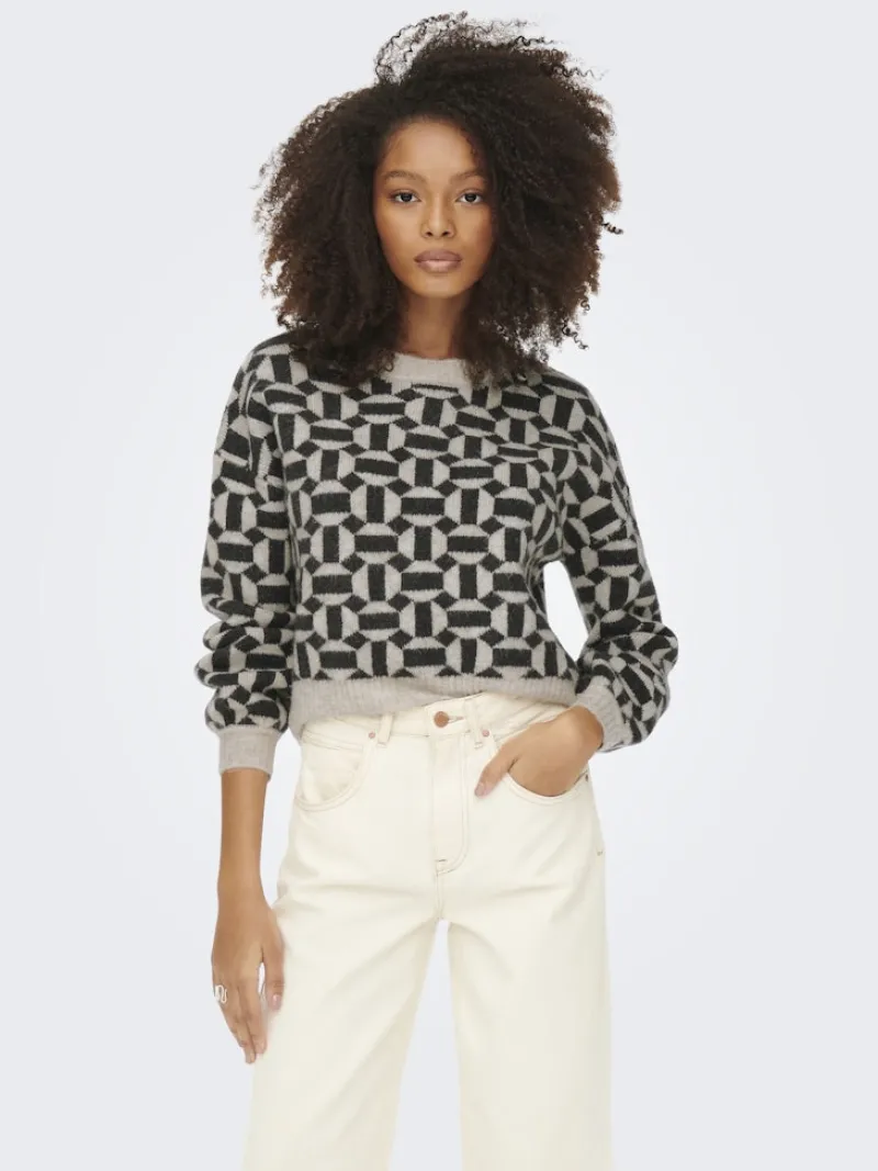 Only Pullover & Sweatshirts*ONLGEO LIFE L/S PULLOVER KNT NOOS oatmeal