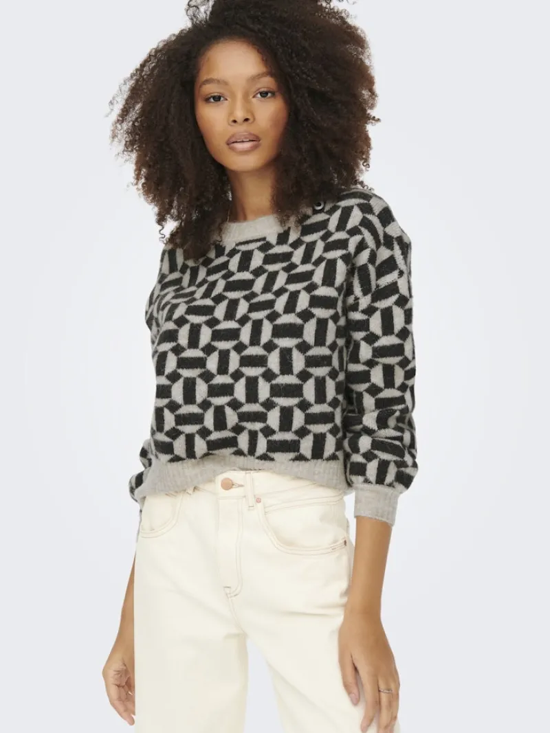 Only Pullover & Sweatshirts*ONLGEO LIFE L/S PULLOVER KNT NOOS oatmeal