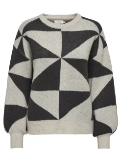 Only Pullover & Sweatshirts*ONLGEORGINA LIFE LS JQ O-NECK KNT oatmeal