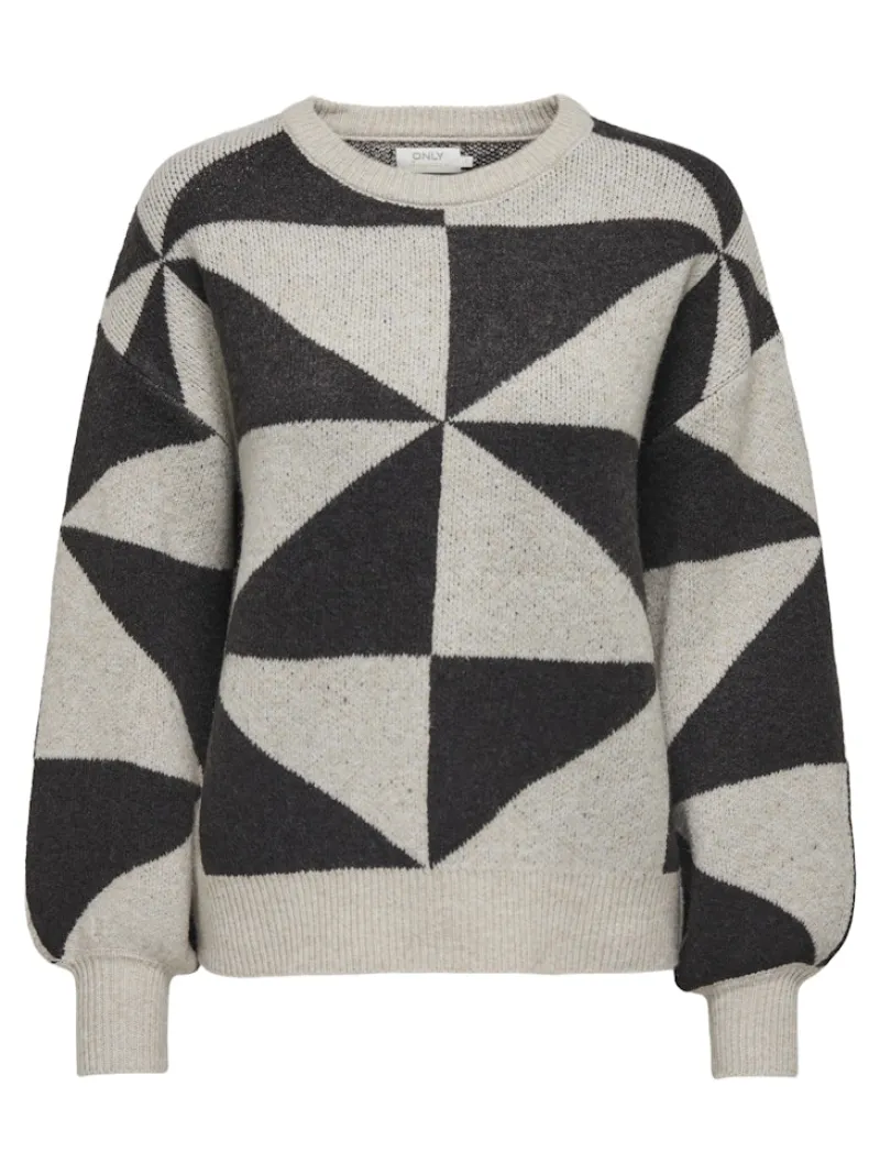 Only Pullover & Sweatshirts*ONLGEORGINA LIFE LS JQ O-NECK KNT oatmeal