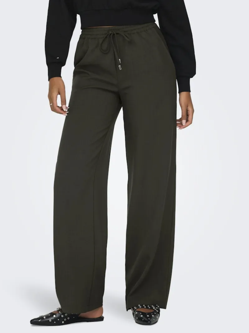 Only Hosen*ONLGINNY HW WIDE PULL-UP PANT OY PNT Black Olive