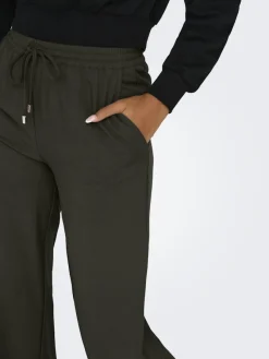 Only Hosen*ONLGINNY HW WIDE PULL-UP PANT OY PNT Black Olive