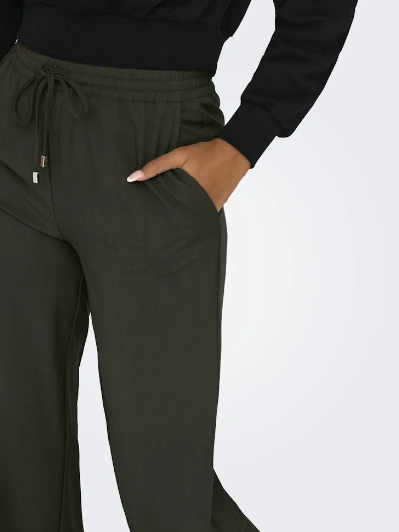 Only Hosen*ONLGINNY HW WIDE PULL-UP PANT OY PNT Black Olive