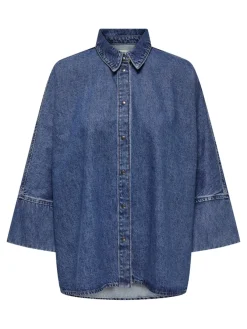 Only Blusen*ONLGRACE 3/4 DNM SHIRT CRO NOOS Medium Blue Denim