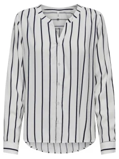 Only Blusen*ONLGUSTA LIFE L/S SHIRT PTM Cloud Dancer-Night sky ocean s