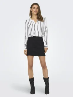 Only Blusen*ONLGUSTA LIFE L/S SHIRT PTM Cloud Dancer-Night sky ocean s