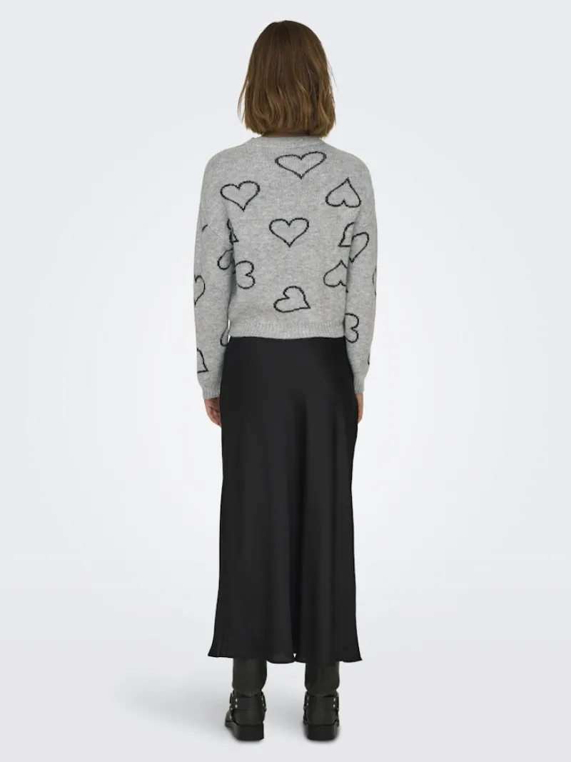 Only Pullover & Sweatshirts*ONLHAPPIE LS HEART O-NECK KNT Light Grey Melange