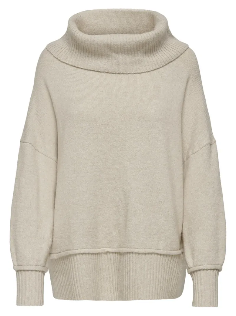 Only Pullover & Sweatshirts*ONLHAZEL LS COWLNECK RP KNT pumice stone