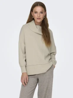 Only Pullover & Sweatshirts*ONLHAZEL LS COWLNECK RP KNT pumice stone