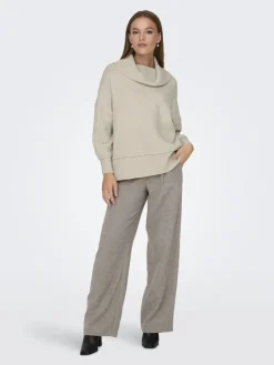 Only Pullover & Sweatshirts*ONLHAZEL LS COWLNECK RP KNT pumice stone
