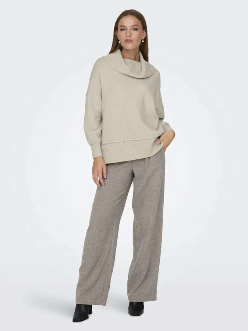 Only Pullover & Sweatshirts*ONLHAZEL LS COWLNECK RP KNT pumice stone