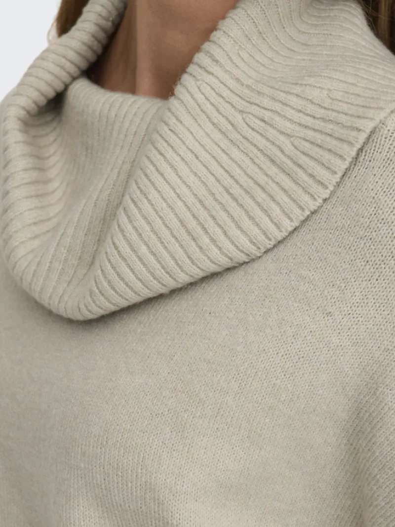 Only Pullover & Sweatshirts*ONLHAZEL LS COWLNECK RP KNT pumice stone