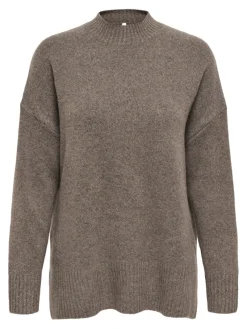 Only Pullover & Sweatshirts*ONLHAZEL LS HIGHNECK OVERS RP KNT brown lentil