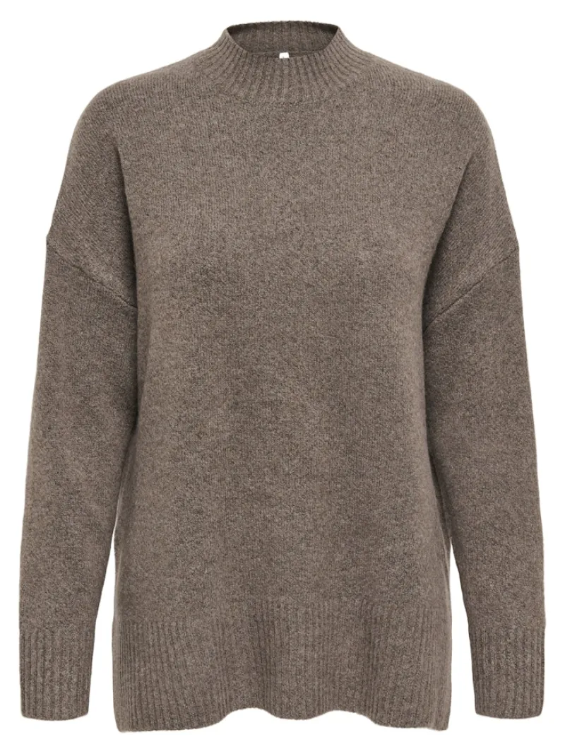 Only Pullover & Sweatshirts*ONLHAZEL LS HIGHNECK OVERS RP KNT brown lentil