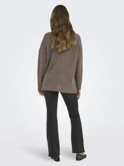 Only Pullover & Sweatshirts*ONLHAZEL LS HIGHNECK OVERS RP KNT brown lentil