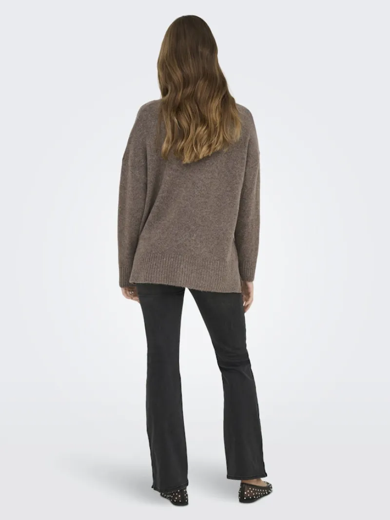 Only Pullover & Sweatshirts*ONLHAZEL LS HIGHNECK OVERS RP KNT brown lentil