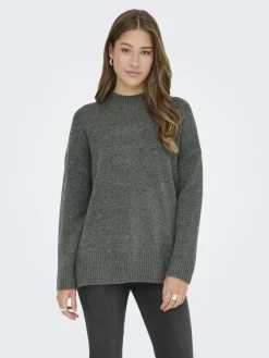 Only Pullover & Sweatshirts*ONLHAZEL LS HIGHNECK OVERS RP KNT Balsam Green