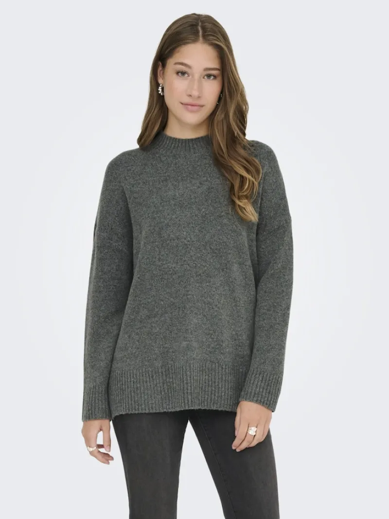 Only Pullover & Sweatshirts*ONLHAZEL LS HIGHNECK OVERS RP KNT Balsam Green