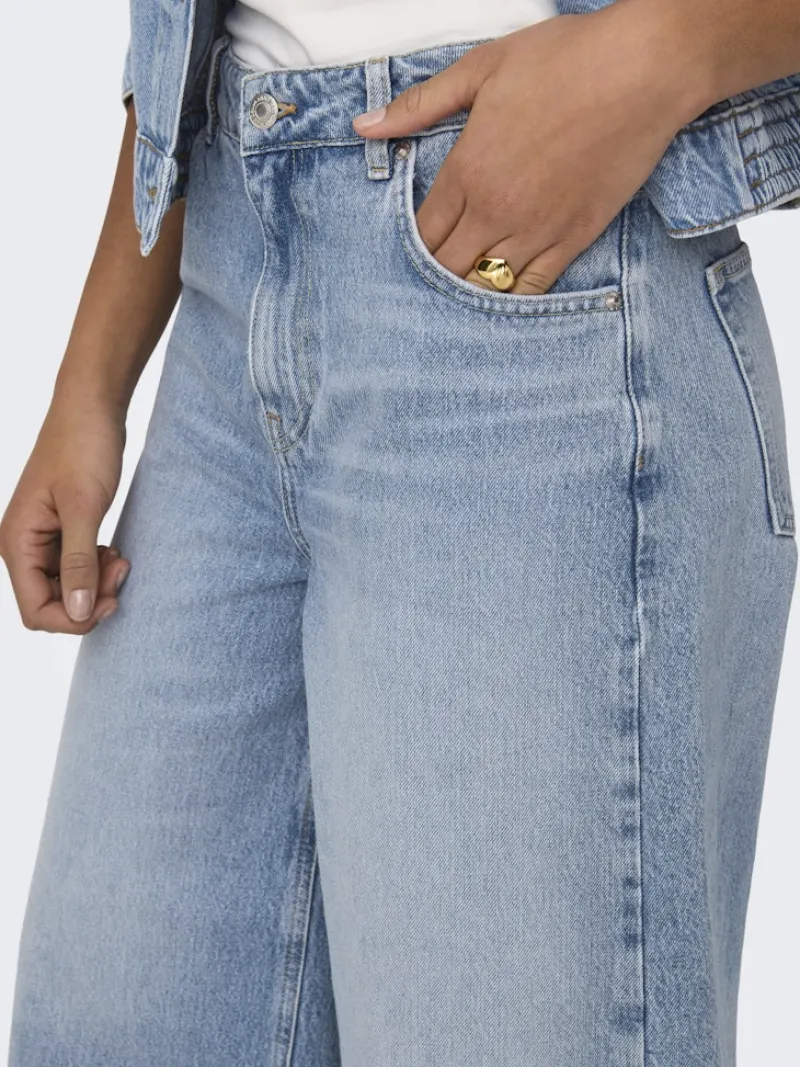 Only Shorts*ONLHOPE HW CULOTTE DNM TAI Light Blue Denim