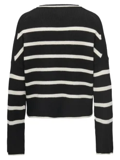 Only Pullover & Sweatshirts*ONLIBI LS STRIPE O-NECK KNT Black
