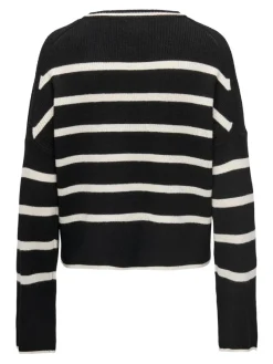 Only Pullover & Sweatshirts*ONLIBI LS STRIPE O-NECK KNT Black