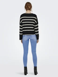 Only Pullover & Sweatshirts*ONLIBI LS STRIPE O-NECK KNT Black