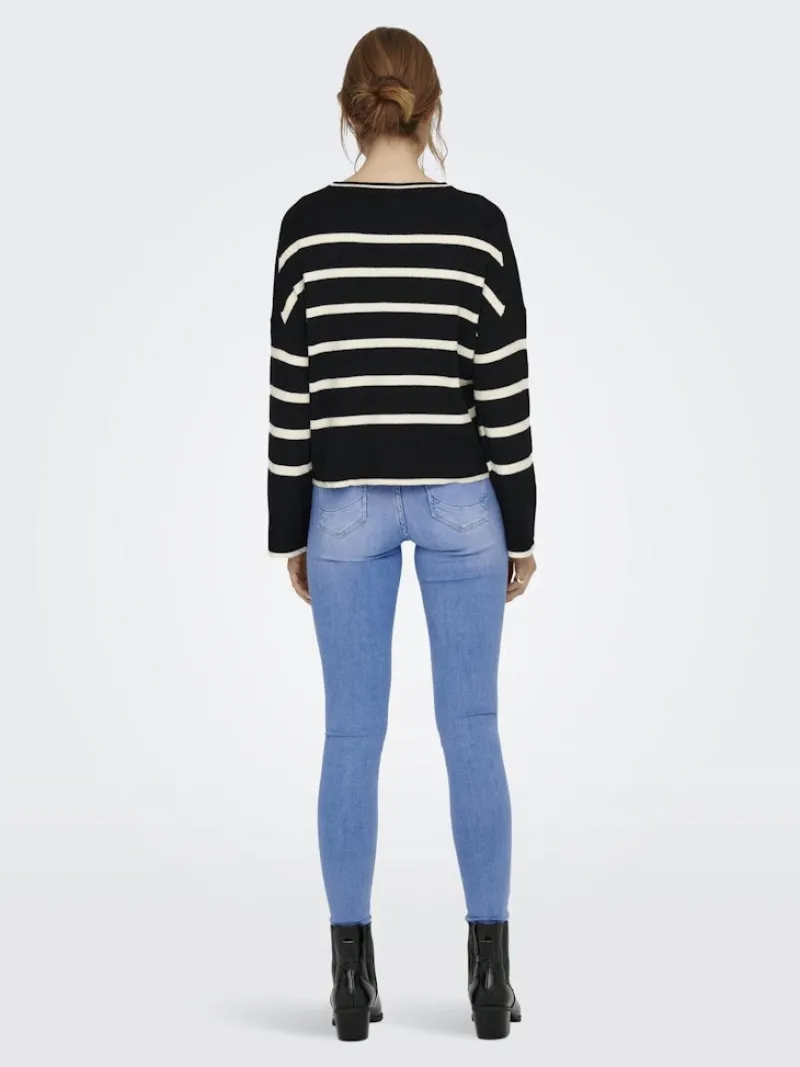 Only Pullover & Sweatshirts*ONLIBI LS STRIPE O-NECK KNT Black