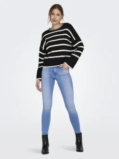 Only Pullover & Sweatshirts*ONLIBI LS STRIPE O-NECK KNT Black