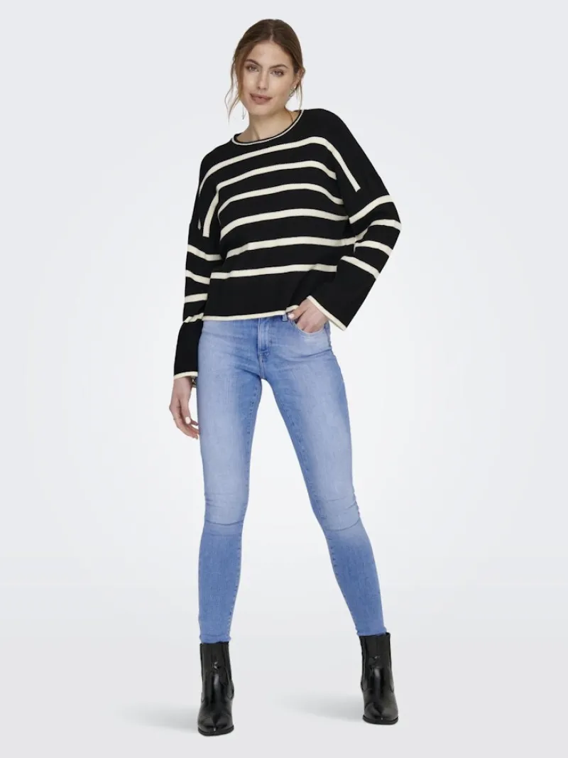 Only Pullover & Sweatshirts*ONLIBI LS STRIPE O-NECK KNT Black