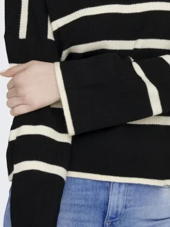 Only Pullover & Sweatshirts*ONLIBI LS STRIPE O-NECK KNT Black