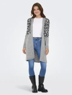 Only Pullover & Sweatshirts*ONLJADE ANIMAL LS CARDIGAN KNT NOOS Light Grey Melange