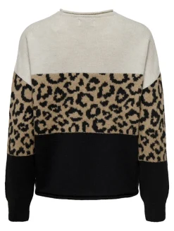Only Pullover & Sweatshirts*ONLJADE ANIMAL LS O-NECK KNT NOOS moonbeam