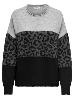 Only Pullover & Sweatshirts*ONLJADE ANIMAL LS O-NECK KNT NOOS Light Grey Melange