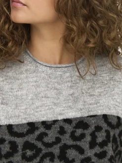 Only Pullover & Sweatshirts*ONLJADE ANIMAL LS O-NECK KNT NOOS Light Grey Melange