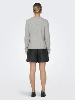 Only Pullover & Sweatshirts*ONLJEANETT LIFE L/S RIB O-NECK CC KNT Light Grey Melange