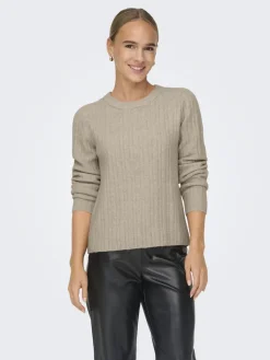Only Pullover & Sweatshirts*ONLJEANETT LIFE L/S RIB O-NECK CC KNT humus